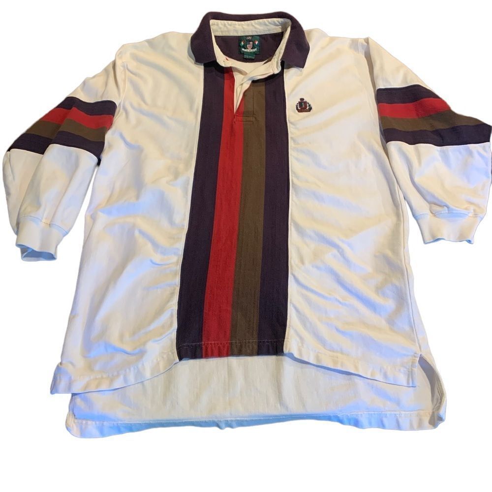 IZOD Men’s Polo Rugby Shirt Long Sleeve Striped BIG 1X
